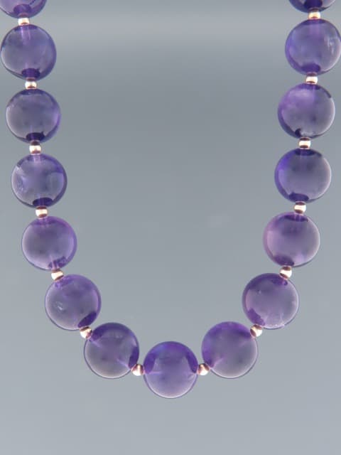 Amethyst Necklace - 14mm round stones