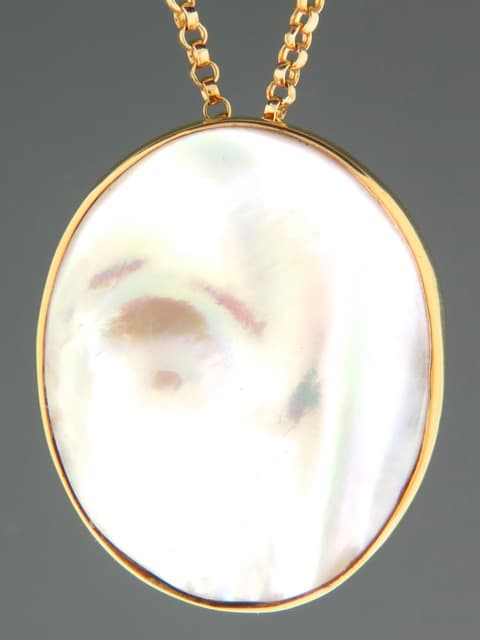 Mussel Pearl Pendant and Brooch - Gold Vermeil