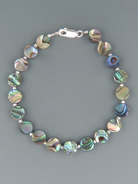 Paua Shell Bracelet with Silver beads - 8mm round