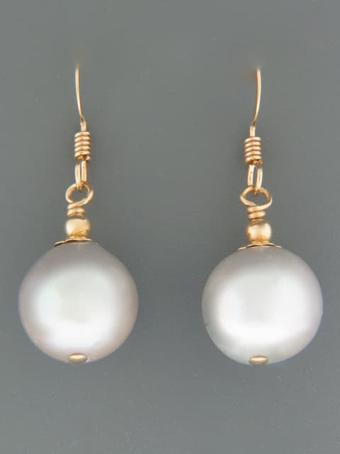 12mm Silver Pearl Earrings - 14ct Gold Filled