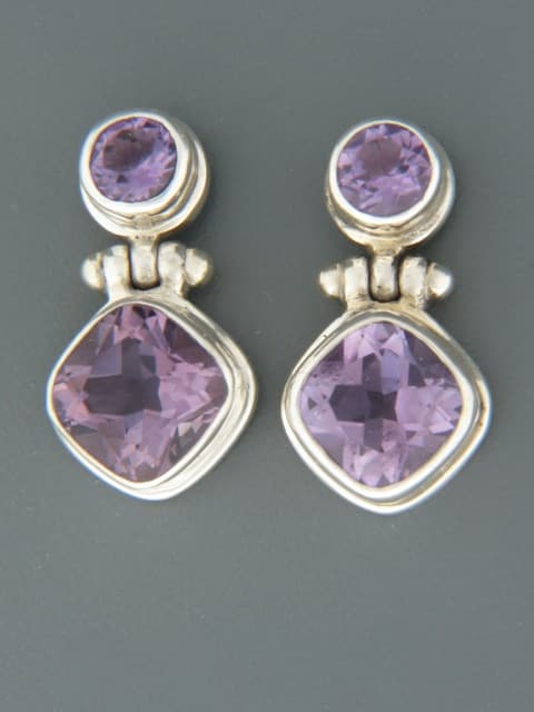 Amethyst Earrings - Sterling Silver stud