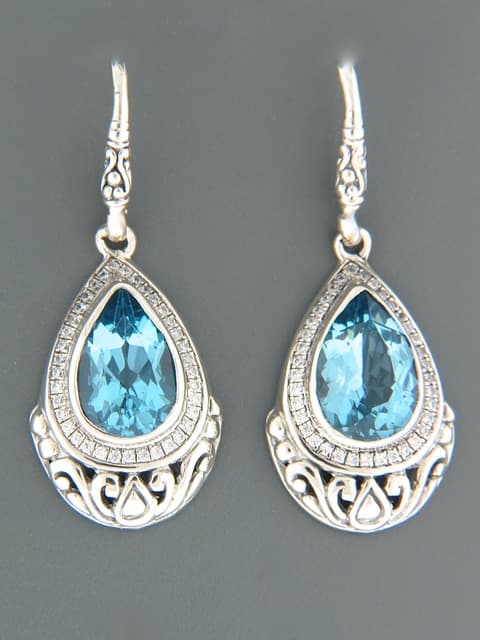 Blue Topaz Earrings - Sterling Silver