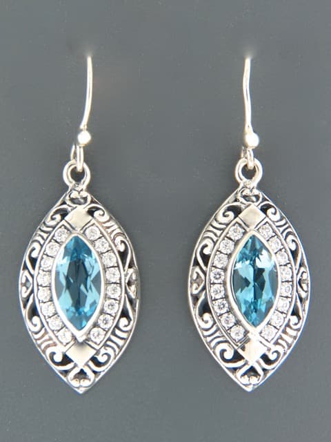 Blue Topaz Earrings - Sterling Silver