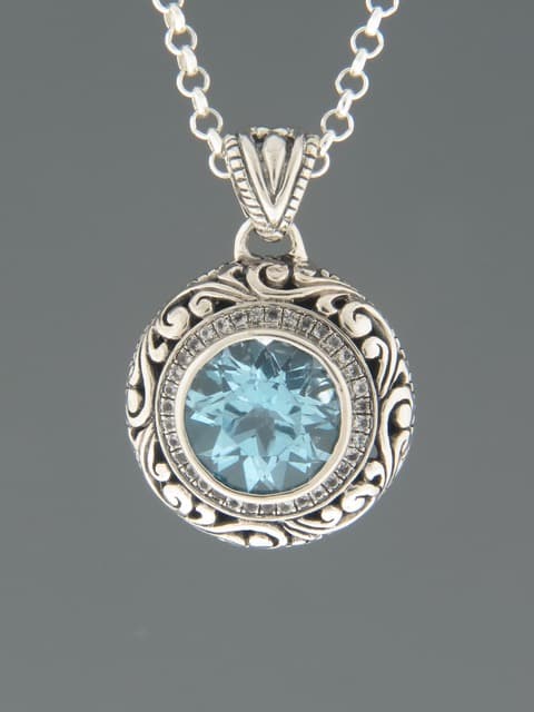 Blue Topaz Pendant - Sterling Silver
