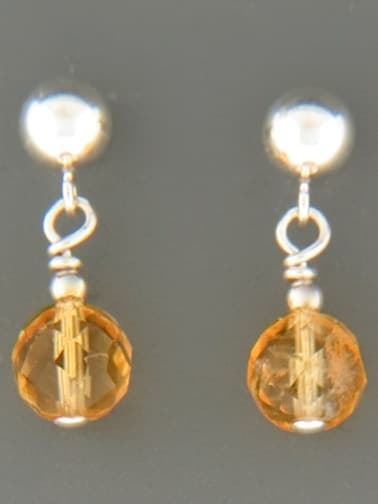 Citrine Earrings - Sterling Silver stud