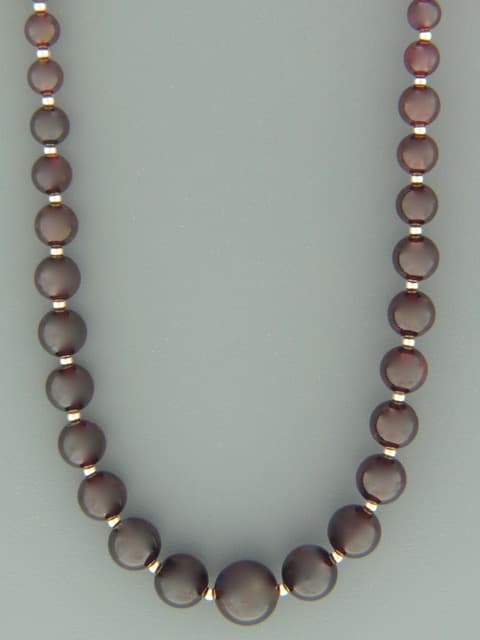 Garnet Necklace - graduated stones with Gold beads