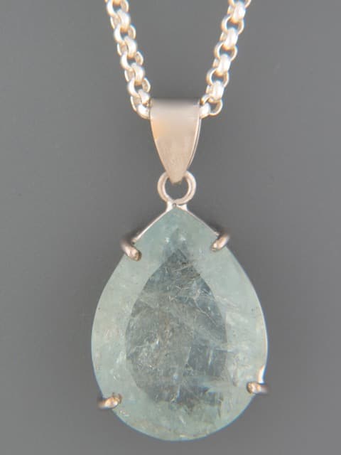 Aquamarine Pendant - Sterling Silver