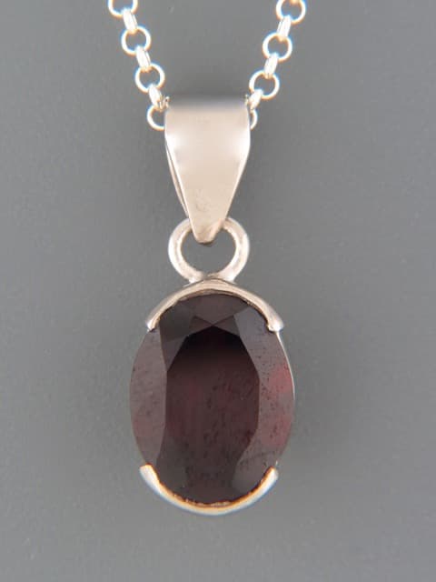 Garnet Pendant - Sterling Silver