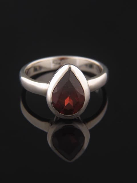 Garnet Ring - Sterling Silver