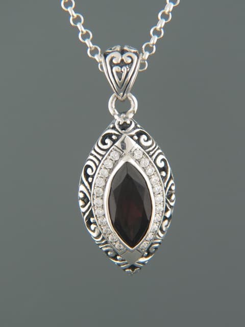 Garnet Pendant - Sterling Silver
