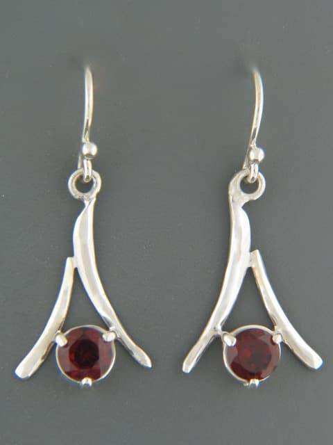Garnet Earrings - Sterling Silver