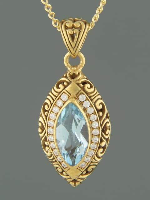 Blue Topaz Pendant - Gold Vermeil