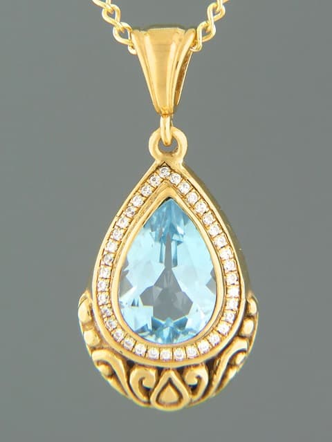 Blue Topaz Pendant - Gold Vermeil