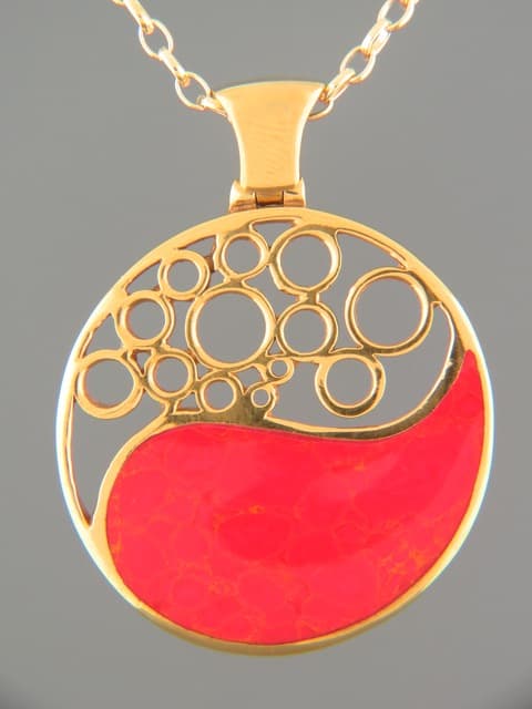 Red Coral Pendant - Gold Vermeil