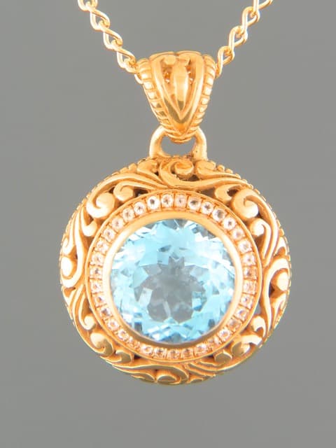 Blue Topaz Pendant - Gold Vermeil