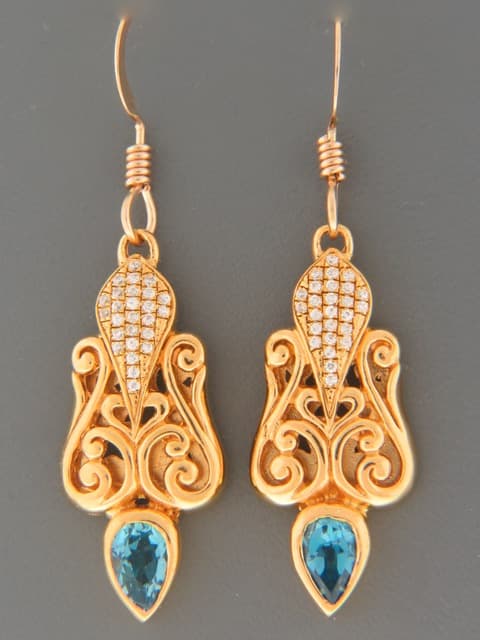 Blue Topaz Earrings - Gold Vermeil