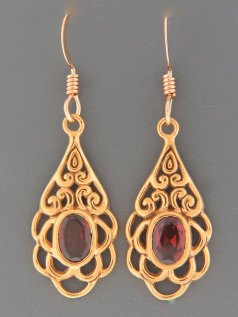 Garnet Earrings - Gold Vermeil
