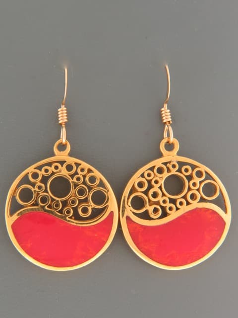 Red Coral Earrings - Gold Vermeil