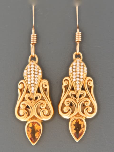 Citrine Earrings - Gold Vermeil