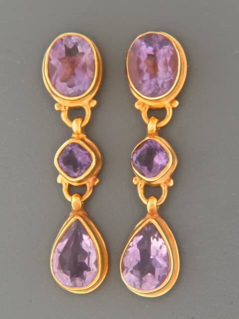 Amethyst Earrings - Gold Vermeil studs
