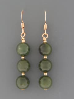 Jade Earrings - 14ct Gold Filled - 8mm round stones