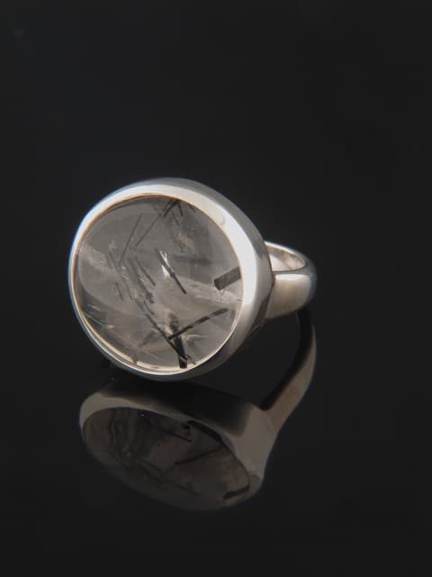 Tourmalinated Quartz Ring - Sterling Silver