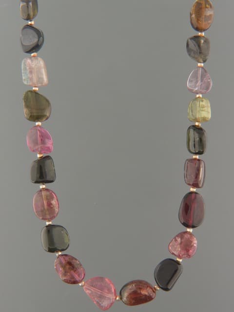 Tourmaline Necklace with Gold beads