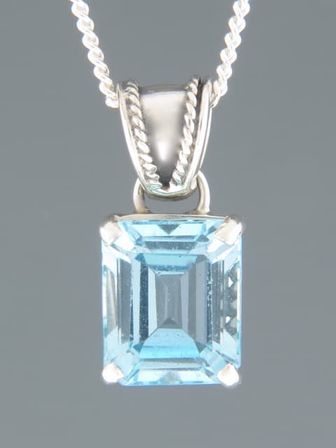 Blue Topaz Pendant - Sterling Silver