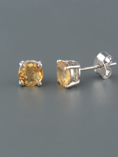 Citrine Earrings - Sterling Silver stud - 6mm stones
