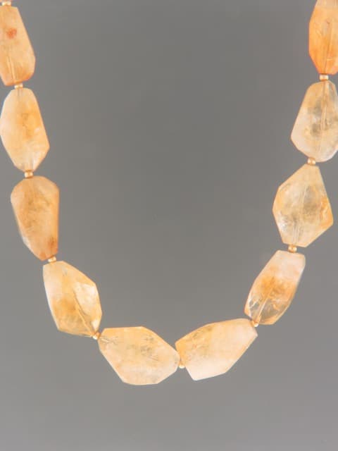 Citrine Necklace - irregular facets with 3mm round beads