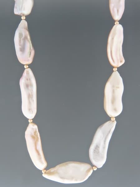 Baroque Pearl Necklace with Gold beads - 50cm