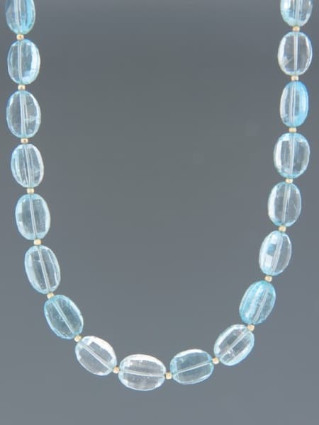Blue Topaz Necklace - oval faceted stones - 45cm