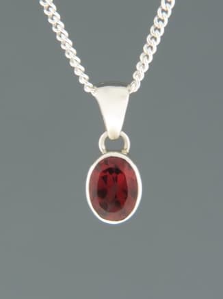 Garnet Pendant - Sterling Silver