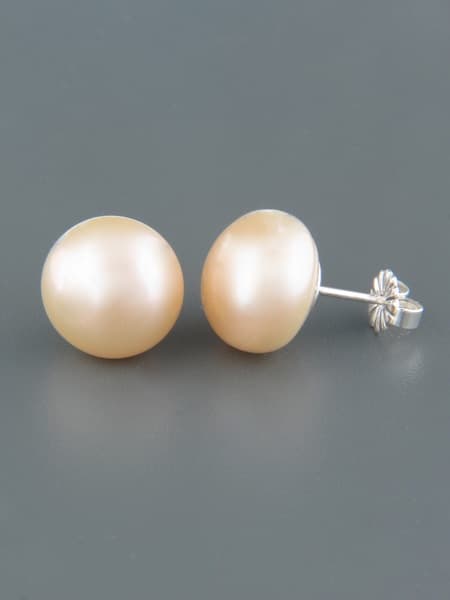 12mm pink Pearl stud Earrings - Sterling Silver
