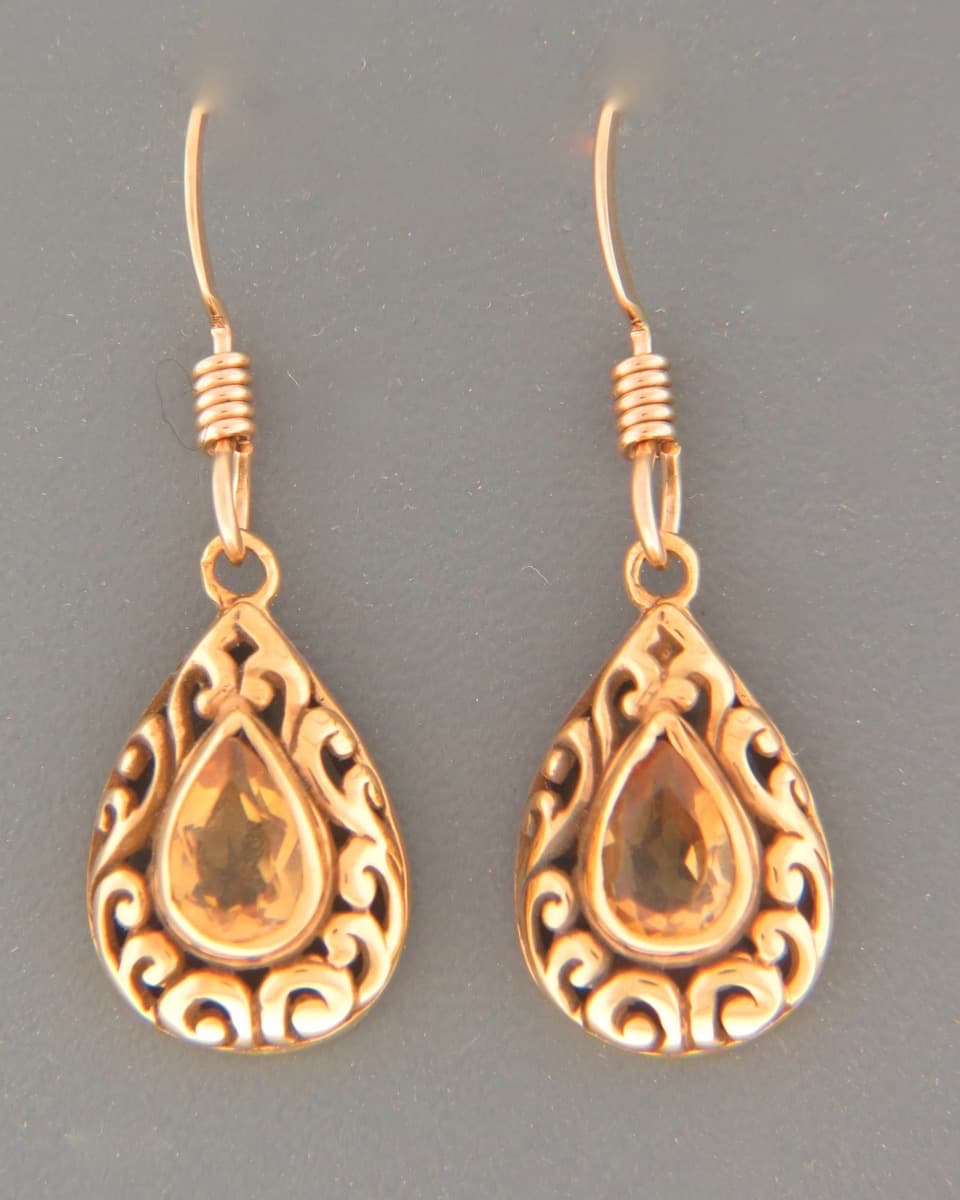 Citrine Earrings - Gold Vermeil