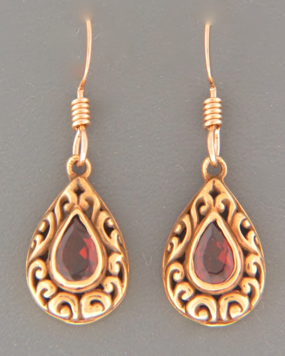 Garnet Earrings - Gold Vermeil
