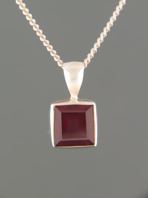Garnet Pendant - Sterling Silver