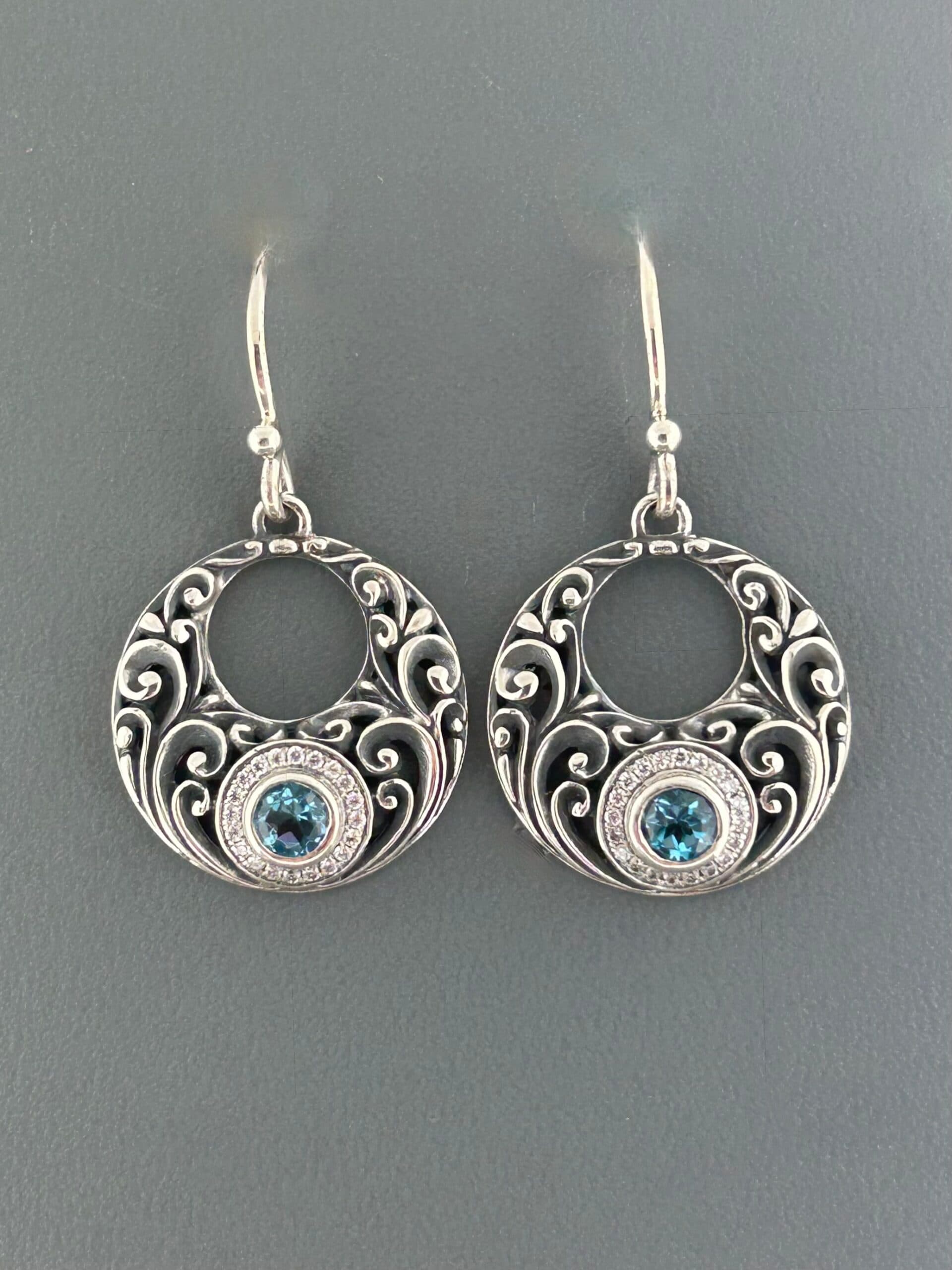 Blue Topaz Earrings - Sterling Silver