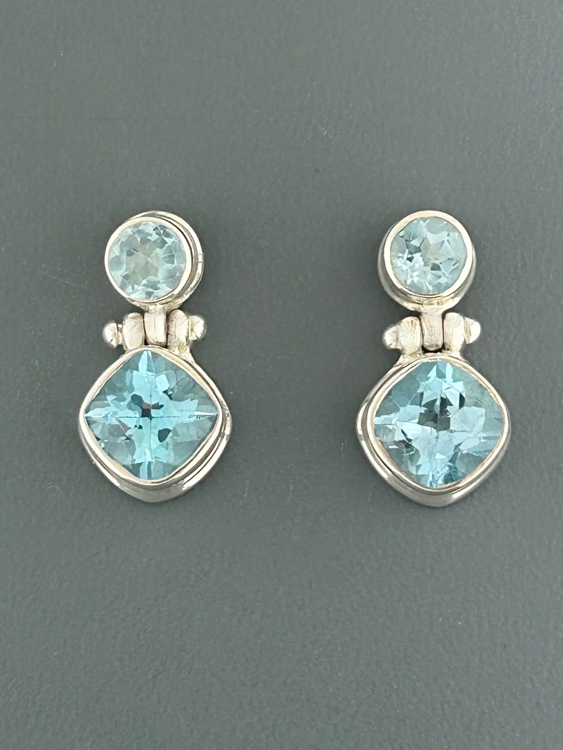 Blue Topaz Earrings - Sterling Silver stud