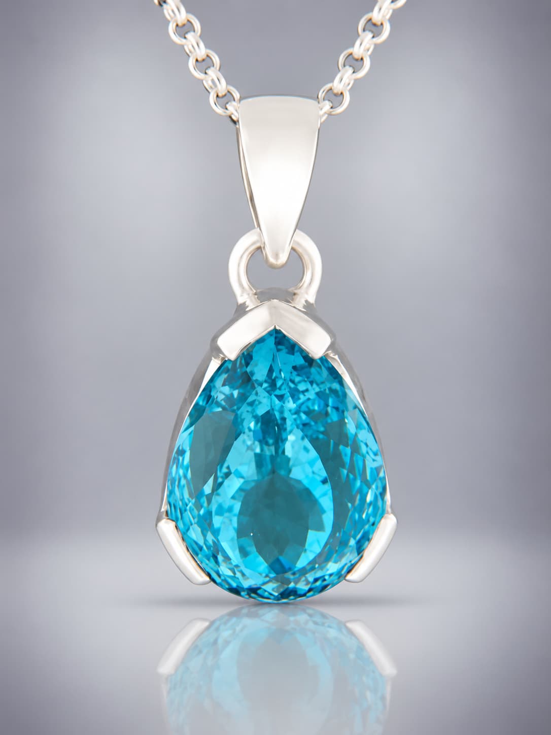 Blue Topaz Pendant - Sterling Silver