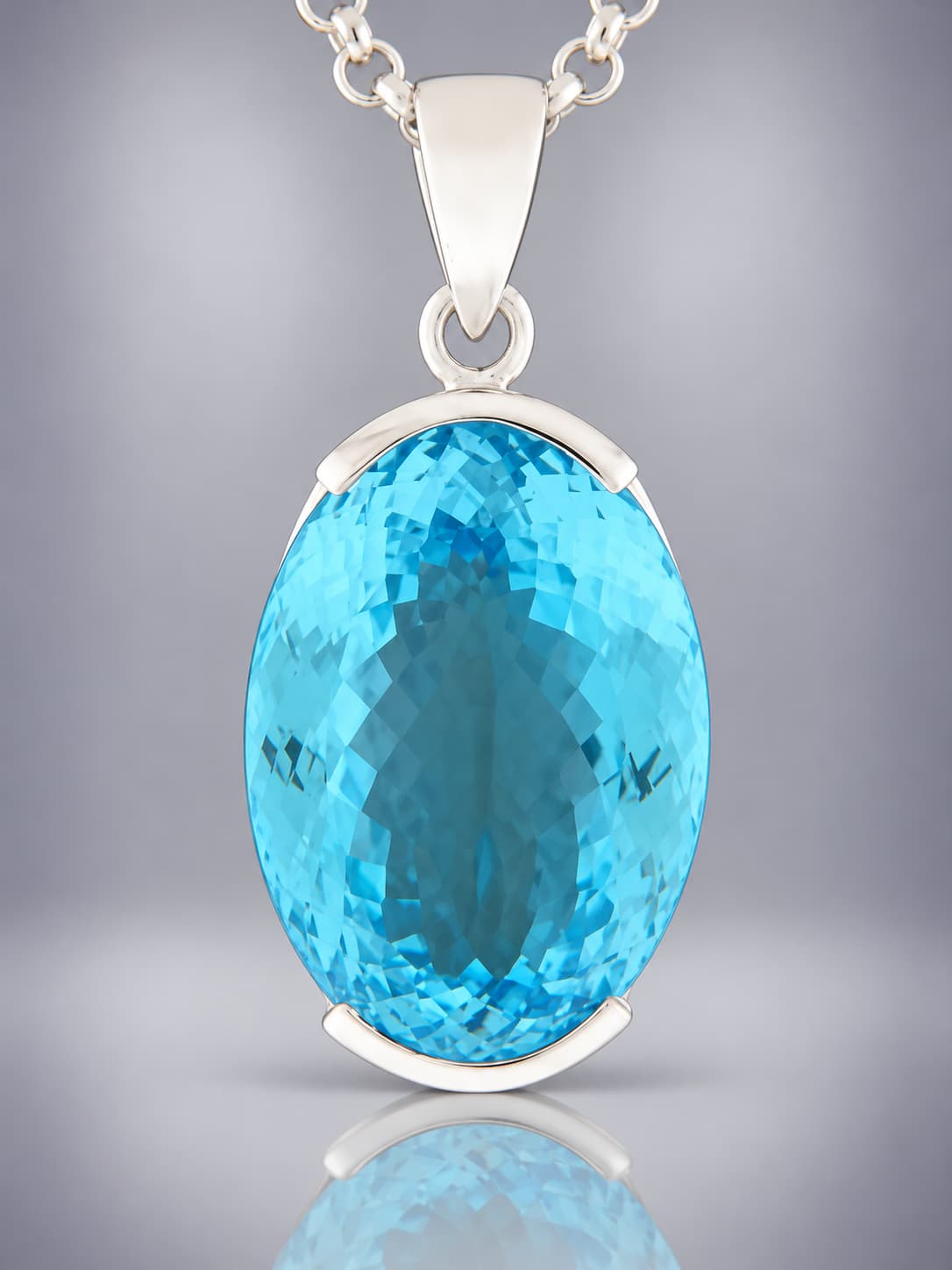 Blue Topaz Pendant - Sterling Silver