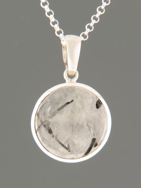 Tourmalinated Quartz Pendant - Sterling Silver