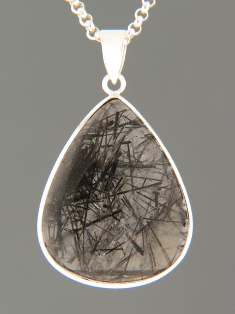 Tourmalinated Quartz Pendant - Sterling Silver
