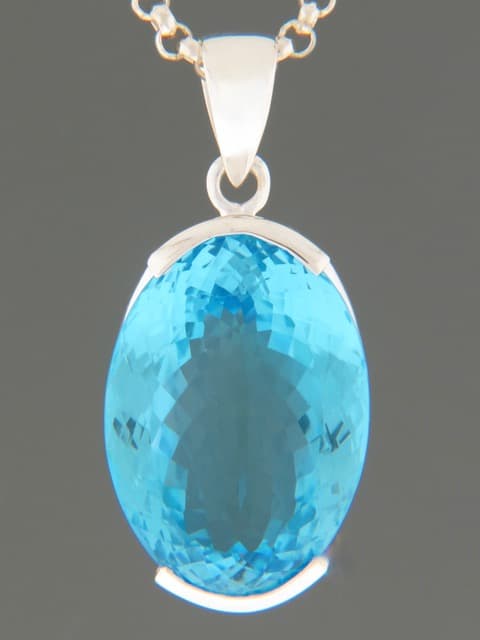 Blue Topaz Pendant - Sterling Silver