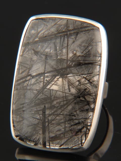 Tourmalinated Quartz Ring - Sterling Silver