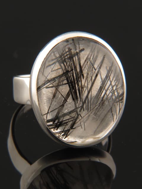 Tourmalinated Quartz Ring - Sterling Silver
