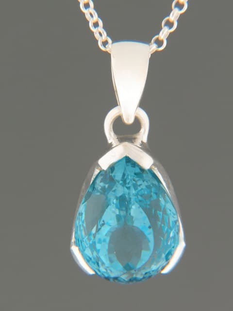 Blue Topaz Pendant - Sterling Silver