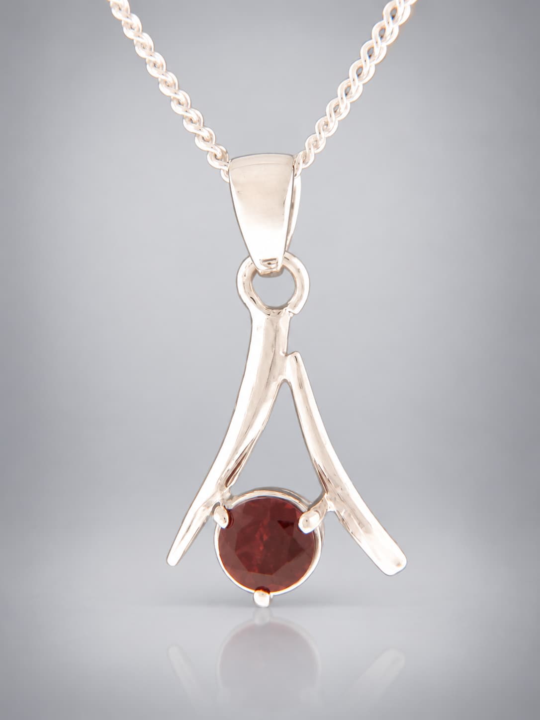 Garnet Pendant - Sterling Silver