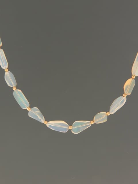 Ethiopian Welo White Opal Necklace with Gold beads