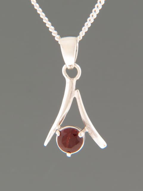 Garnet Pendant - Sterling Silver
